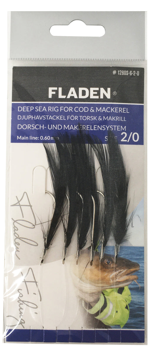 FLADEN Feathers Rig Black 6 Hook Size  2/0