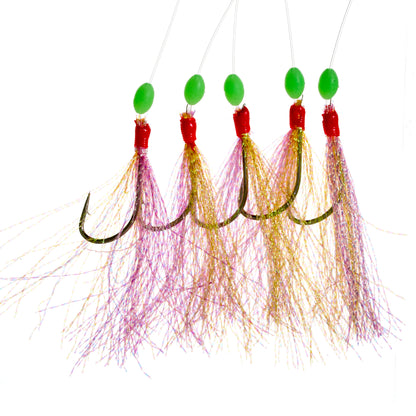 FLADEN Yellow/Pink Sparkling Rig 5 Hook Size 1/0