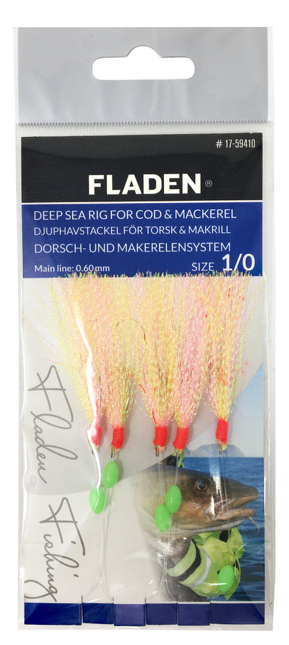 FLADEN Yellow/Pink Sparkling Rig 5 Hook Size 1/0